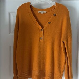LOFT Women's V-Neck Sweater in Warm Orange